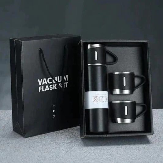 Vacuum Insulated Flask Set - 500ml Thermos with 3 Cups
